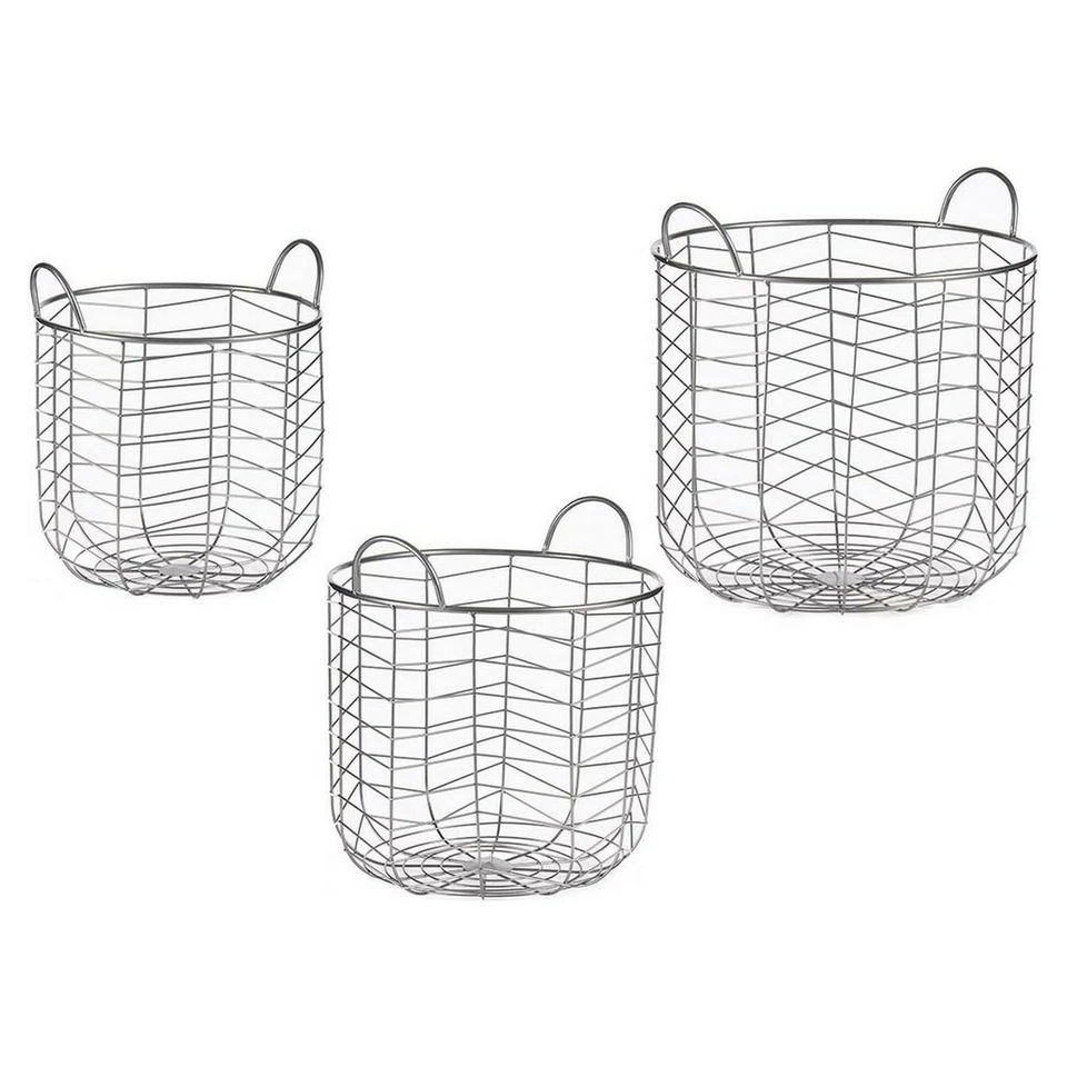 Set di Cesti Gift Decor Argentato Argento Metallo 3 Pezzi [3 Unità] - Immagine 1 di 1
