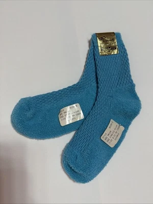Vintage Socks NOS 8-11 70's 80's Fine Hosiery Turquoise USA Made Orlon Acrylic - Image 1 of 4
