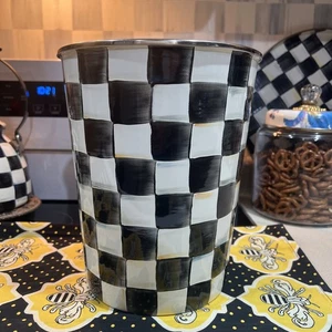 MacKenzie Childs Courtly Check Emaille Abfalleimer Mülleimer 9,5" hoch - Bild 1 von 9