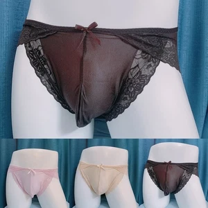 Sexy Sissy Lace Briefs Men's Oversized Underwear Traceless See Through - Picture 1 of 23