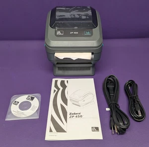 New Zebra ZP450 Direct Thermal Label Printer w/ Power Base ZP450-0501-0000A - Picture 1 of 7