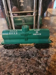 Vintage Marx Cities Service CSOX 2532 GREEN Tanker Train Car O-Gauge Plastic USA - Picture 1 of 5