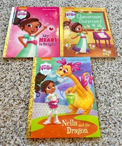 Little Golden Books NELLA THE PRINCESS KNIGHT Nickelodeon Lot of 3 BOOKS great - Foto 1 di 5