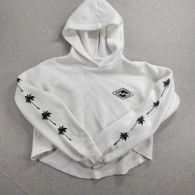 Толстовка с капюшоном женская Billabong Windy Palms размер M белая сделай сам необработанный вырез кромка укороченная - Изображение 1 из 4