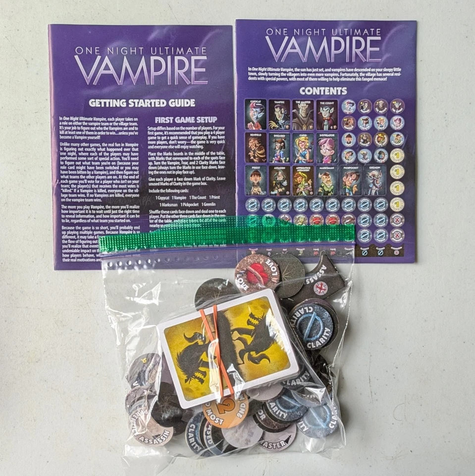 2016 Bezier Games One Night Ultimate Vampire Board Game Parts Almost Complete - Image 1 of 1