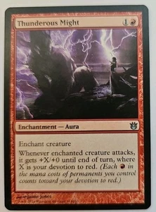 MTG Magic The Gathering Card Thunderous Might Enchantment Aura Red Born Of The G - Picture 1 of 2