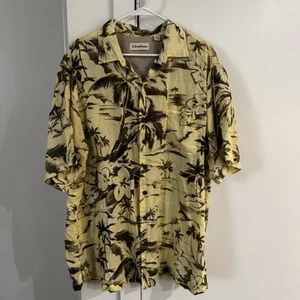 Caribbean Linen Hawaiian Short Sleeve Button Up Shirt XLT Tall Floral Patterned - Picture 1 of 4