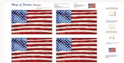 Henry Glass - Manteles individuales patrióticos Wings of Freedom - Panel de tela para colchar banderas Foto 1 de 3