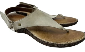 Born Shoes Women’s 8 M Brown Leather Slingback Thong Sandals Wedge Heels Hippie - Picture 1 of 9