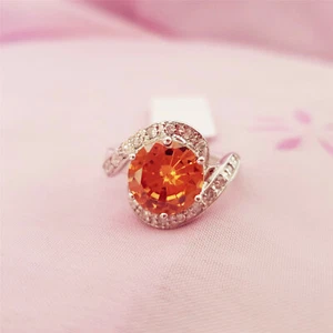 Genuine 100% Real Sterling Silver Rings Size 7.5 (Natural crystal Amber) R94 - Picture 1 of 3