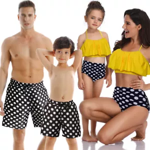Family Matching Swimwear Swimming Costume Swimming Suits Mom & Daughter Dad Son - Picture 1 of 13