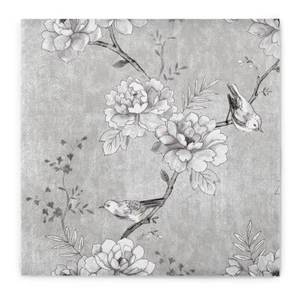50 Serviette Maylin in hellgrau aus Linclass® Airlaid 40x40cm - Floral Vögel - Bild 1 von 10