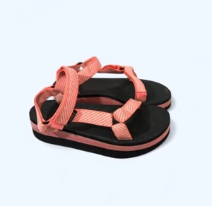Teva Flatform Universal Orange Candy stripe platform sandals womens 9 - Picture 1 of 6