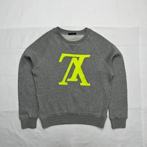 Louis Vuitton Grey & Neon Yellow Upside-Down Logo Sweatshirt Size XS - Picture 1 of 15