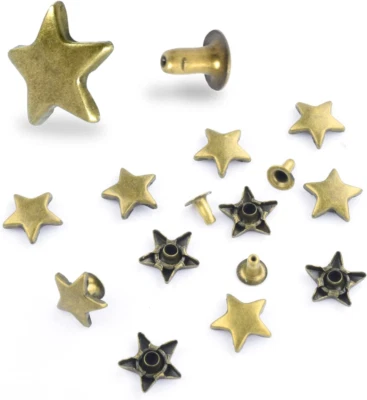 150 juegos remaches de cuero de 12 mm tapa estrella remaches de latón tachuelas remaches de ropa para cuero Foto 1 de 4