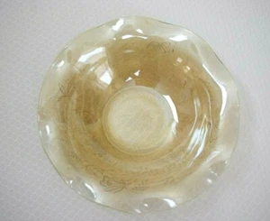 Vintage Mid-Century Jeannette Glass Floragold Ruffle Bowl Iridescent 1950 9.5" - Picture 1 of 4