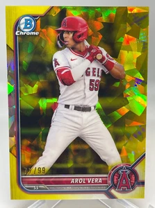 2022 Bowman Draft Sapphire Chrome Arol Vera Yellow #71/99 Los Angeles Angels - Bild 1 von 3
