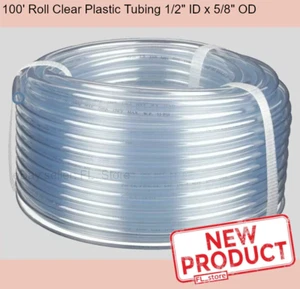 Tubo de plástico transparente flexible de 100 pies OD de 1/2 pulgada ID x 5/8 pulgadas NUEVO - Imagen 1 de 12