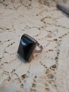 VTG Black Onyx 925 Sterling Silver Ring Size 8.75 # 334 - Picture 1 of 9