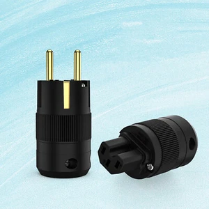 24K Gold Plated EU Schuko Mains Cable Power Plug Connector IEC Female Adapter - Picture 1 of 18