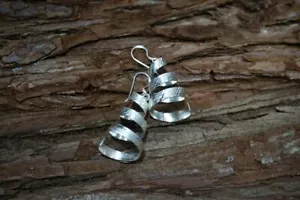 Feine 99 Ohrringe hochrein Sterling Silber Schmuck 100% Handarbeit Kunst #160 - Bild 1 von 4