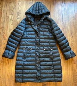 Brooks Brothers Duck Down Hooded Parka Womens Size 12 Puffer Black Jacket - Picture 1 of 12