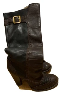 Dolce & Gabbana Women Tall Boots Brown/Black with Buckle Size 40 Dolce&Gabbana - Picture 1 of 7