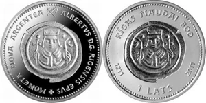 Moneda de plata Letonia 2011 1 lats RIGA DINERO ANTIGUO 800 años prueba - Imagen 1 de 1