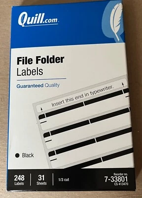 Quill Laser/Inkjet File Folder Labels, 19/32" x 3-1/2", 248 Labels / New In Boxj - Image 1 of 2