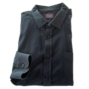 Untuckit Hemd Herren XXXLC Flanell Knopfleiste Schwarz Langarm Tasche Baumwolle - Bild 1 von 7