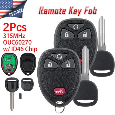 2 Replacement Remote Start Keyless Key Fob Control for Chevrolet GMC 1591342 4B - Image 1 of 4