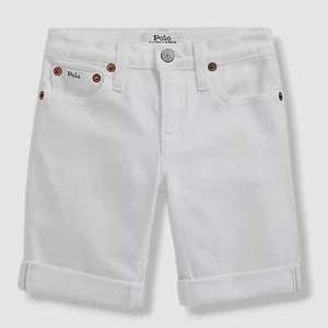 $55 Polo Ralph Lauren Kid's Boy White Slim Sullivan Stretch Denim Shorts Size 18 - Picture 1 of 3