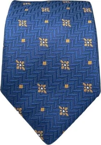 BISSE Necktie - Micro Fabric Men's Tie, Blue And Yellow Patterned Men's Tie - Picture 1 of 1