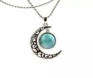 Larimar 10 mm P.Cana blau mondblaue Halskette 0,925 Sterlingsilber - Bild 1 von 3