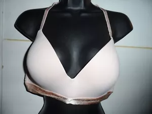 VICTORIA'S SECRET GOLD LOGO RACERBACK LIGHTY LINED L PINK T SHIRT BRA Size 38C - Picture 1 of 9