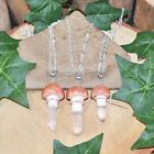 Forest Mushroom Clear Quartz Point Pendant Necklace - Pagan Jewellery Toadstool