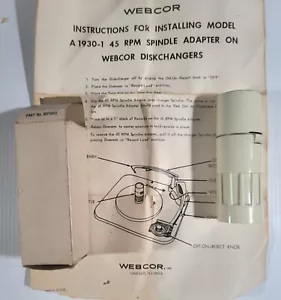 WEBCOR A 1930-1 45 RPM RECORD STACKING CHANGER SPINDLE ADAPTER - Picture 1 of 2