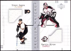 2001-02 UD Mask Collection Dual Jerseys #PMGB Simon Gagne, Martin Biron, MINT - Picture 1 of 2