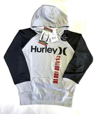 Sudadera con capucha solar negra gris HURLEY H20-Dri para niño nueva con etiquetas - talla 8 Foto 1 de 3