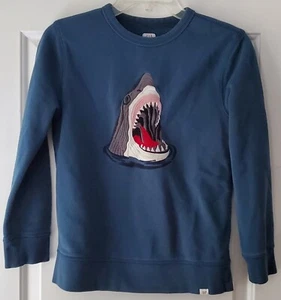 GAP Kids Boys Embroidered Shark Crew Pullover Sweatshirt - Size L (10) - EUC - Picture 1 of 9