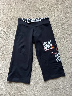 Women's Margarita Supplex Asana Black Daisy Yoga Long Shorts Size 4 - Изображение 1 из 4