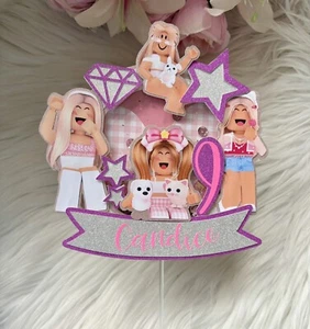 Roblox 3d Shaker Cake Topper Pink - Name and Age Personalized - Picture 1 of 2