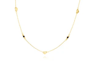 14K SOLID YELLOW GOLD HEARTS PENDANT NECKLACE - Picture 1 of 2