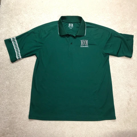 Hawaii Rainbow Warriors Polo Shirt Mens Large Green Cover