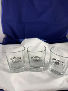 Jack Daniels Old No. 7 Set of 3 Square Rock Glasses Embossed Logo Bottoms - Picture 1 of 6