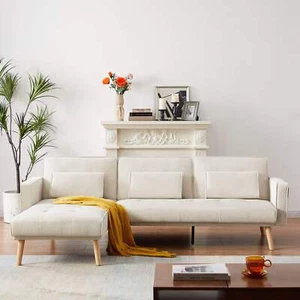Convertible Sectional Sofa Sleeper, Left Facing L Shaped Sofa Counch For Living - Picture 1 of 14