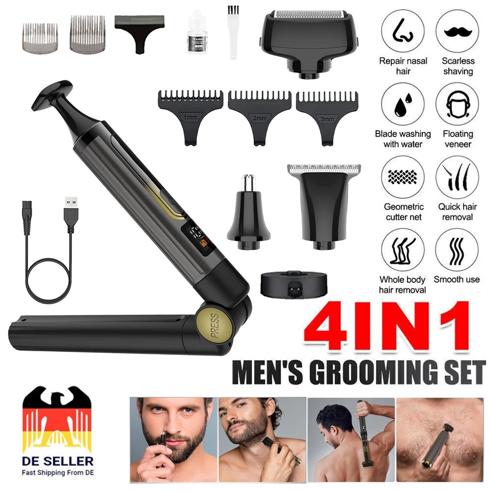 4 in 1 Körperhaarentfernung Elektrischer Rückenrasierer Rasierapparat Trimmer DE - Bild 1 von 4