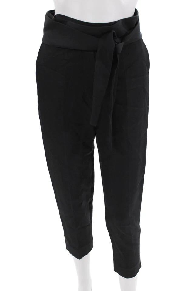 Pantalones de vestir IRO para mujer negros con bolsa de papel recortados al tobillo talla 34 Foto 1 de 4