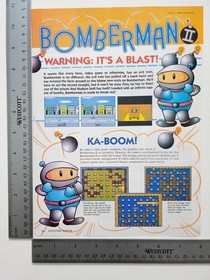 Bomberman Ii 2 Nes Vintage Original Print Ad / Poster Game Gift Art