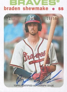 2020 Topps Heritage Minors Real One Auto White #ROABS Braden Shewmake AUTO 18/50 - Bild 1 von 2